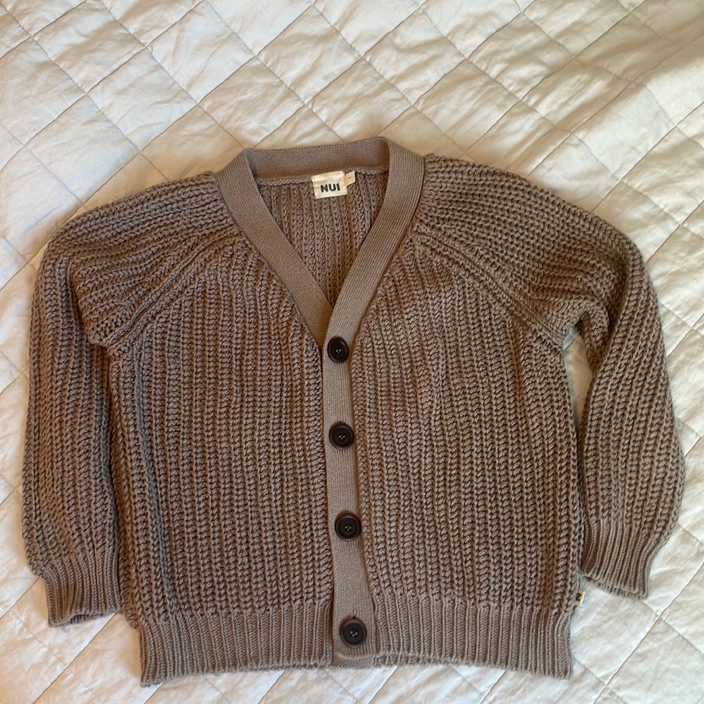 Nui Organics oatmeal-grey merino fisherman’s sweater excellent condition